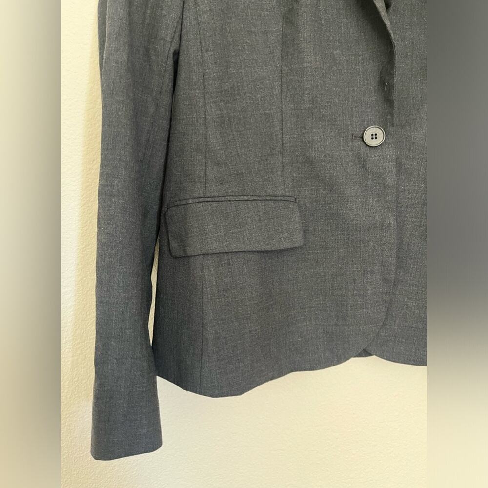 Theory Gray Wool Fully Lined One Button Blazer Mi… - image 3